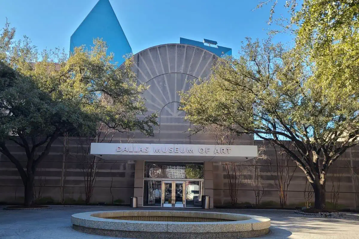 The exterior of the Dallas Museum of Art, a limestone masterpiece in the Dallas Arts District