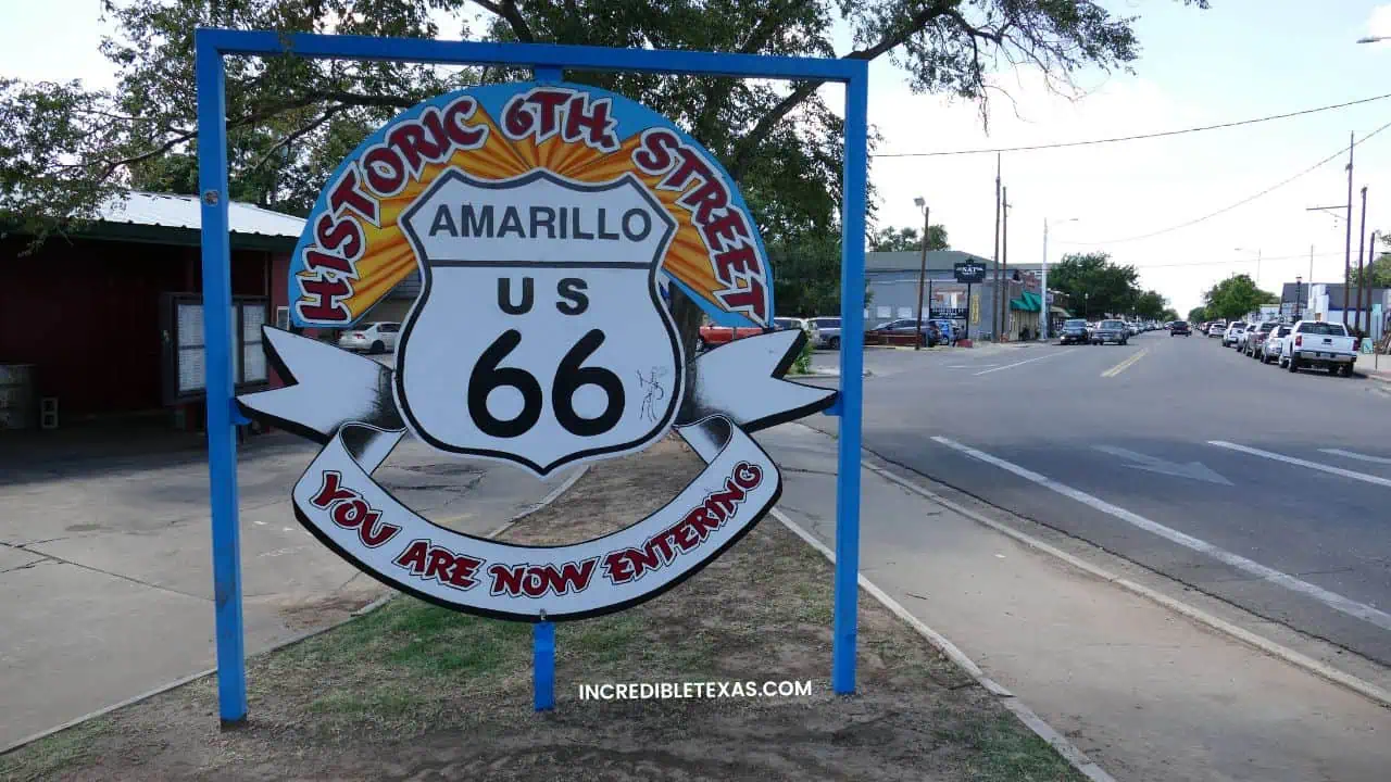 Route 66 Historic District Amarillo TX. Small Towns on Route 66 in Texas.