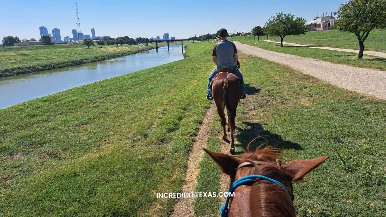 Heritage horseback riding near the Fort Worth Stockyards, reflecting the city